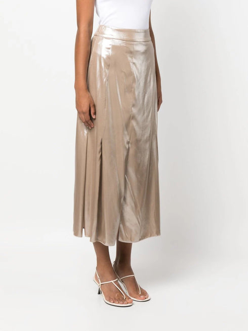 laminated-twill midi skirt
